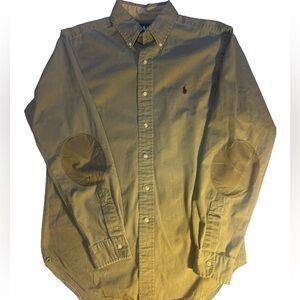 Ralph Lauren Khaki Button Down Shirt W/ Elbow Patches M